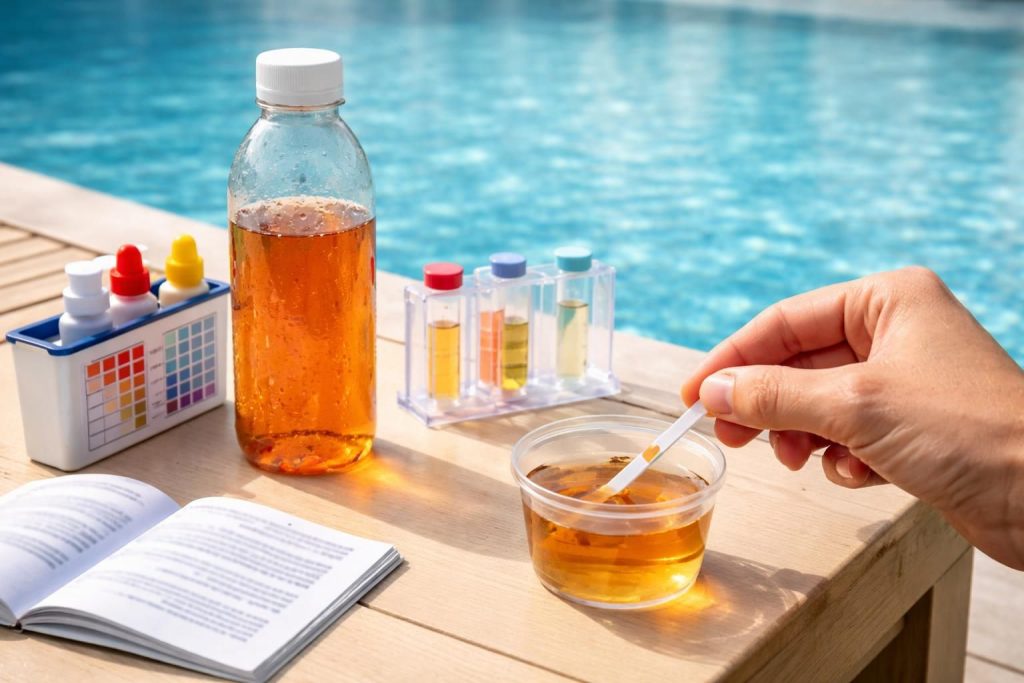 découvrez comment tester l'eau ferrugineuse de votre piscine et interpréter facilement les résultats pour assurer une eau propre et saine.