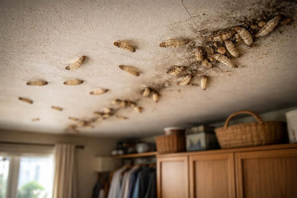 découvrez pourquoi les larves de mites se retrouvent au plafond de nos maisons, les causes de cette invasion et les méthodes efficaces pour les prévenir et protéger votre intérieur.