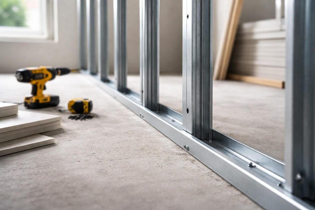 découvrez l'utilité du rail placo dans la construction des cloisons : support essentiel pour fixer les plaques de plâtre et garantir la solidité et la stabilité de vos murs.